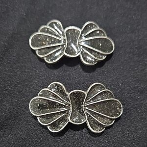 MUSI Shoe Clips Black & Silver Tone  Vintage Shoe Accessories